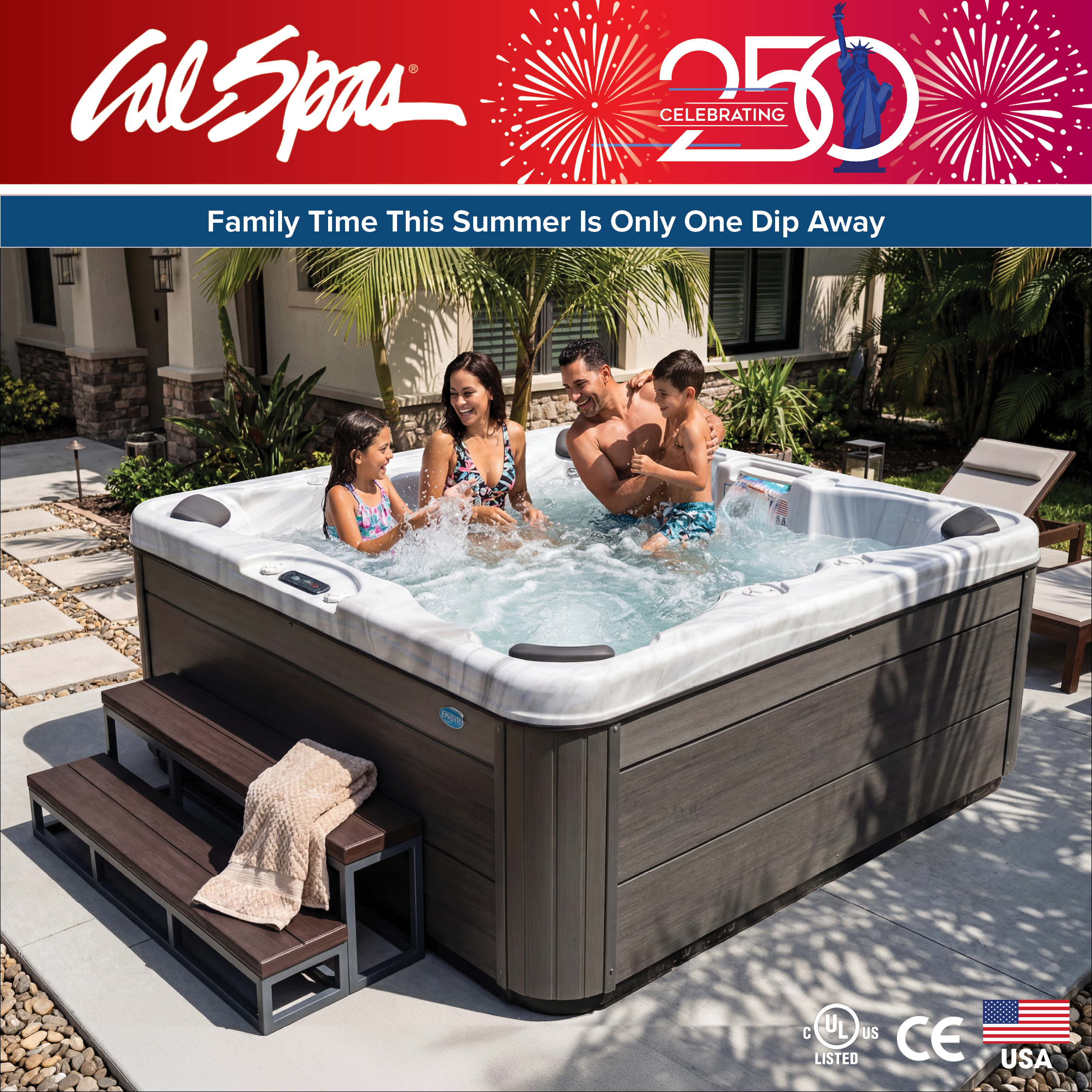 Calspas hot tub being used in a family setting - Vancouver
